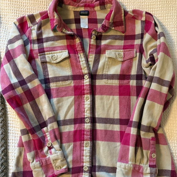 Patagonia Tops - Patagonia Pink and Cream Plaid Shirt